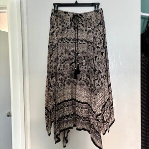 Y2K Boho Floral Tie-Waist Midi Skirt M